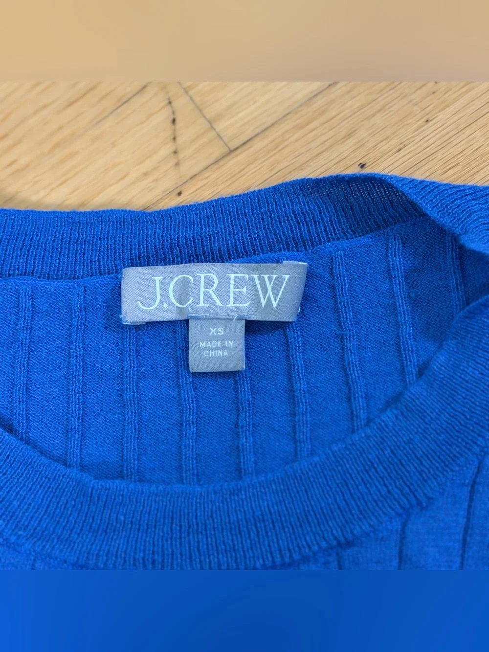 J.Crew Silk-Blend Cropped T-shirt Blue XS Cashmere Lightweight Quiet Luxury Mod